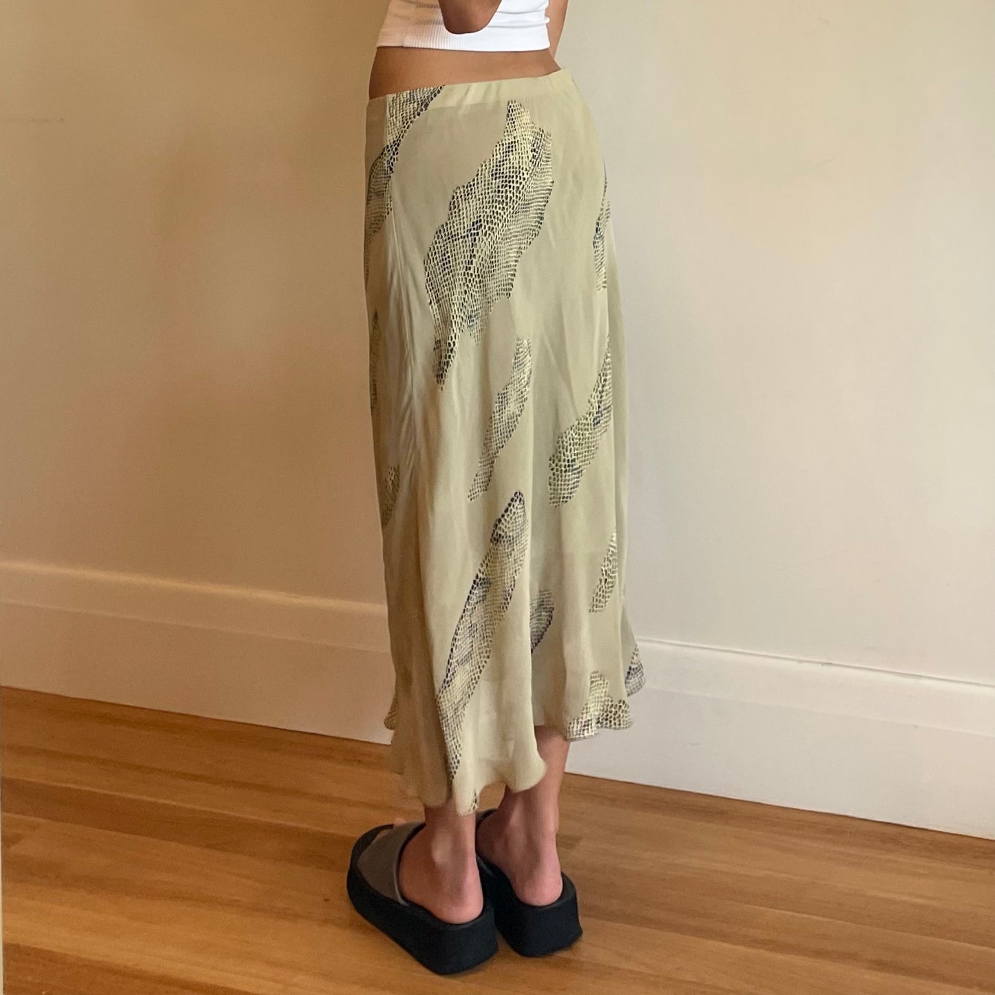 90s snake print midi skirt