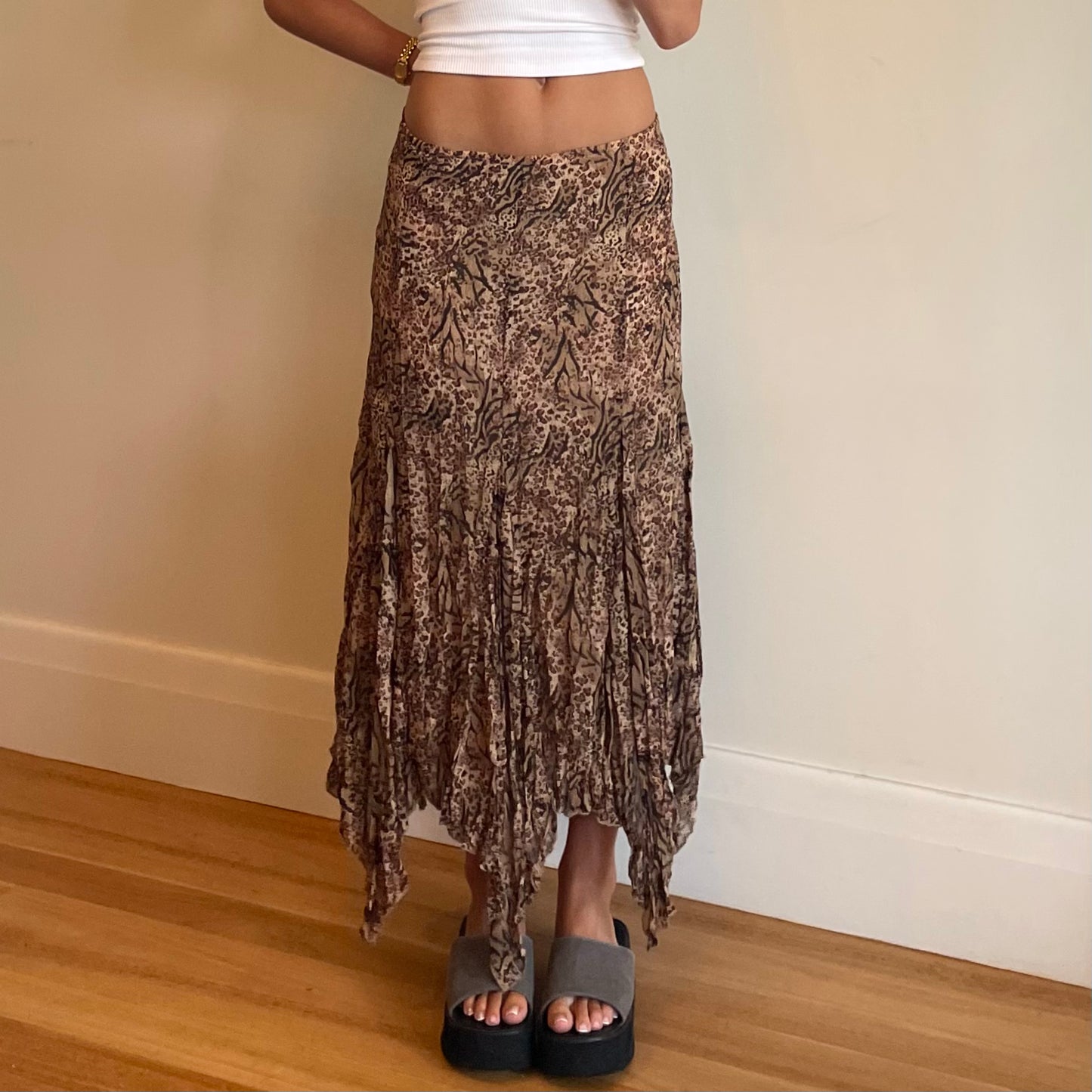 90s animal print maxi skirt