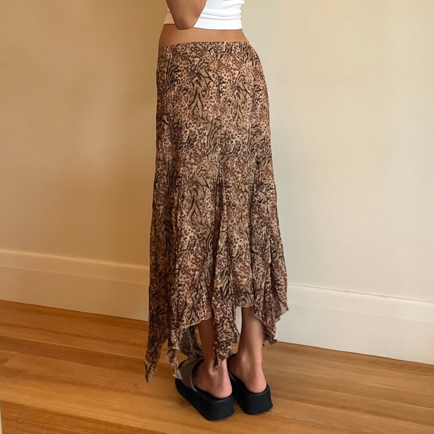 90s animal print maxi skirt