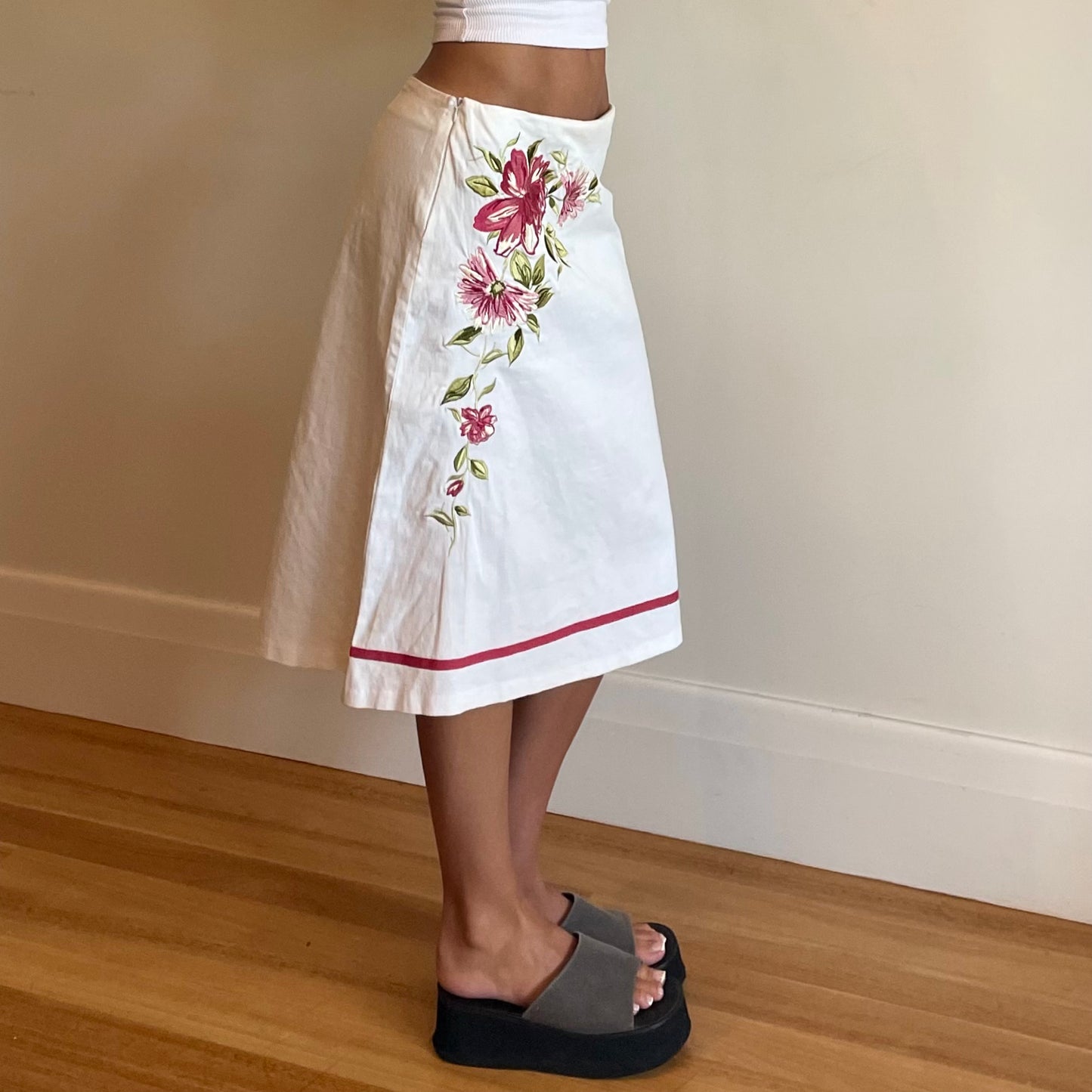 2000s flower midi skirt