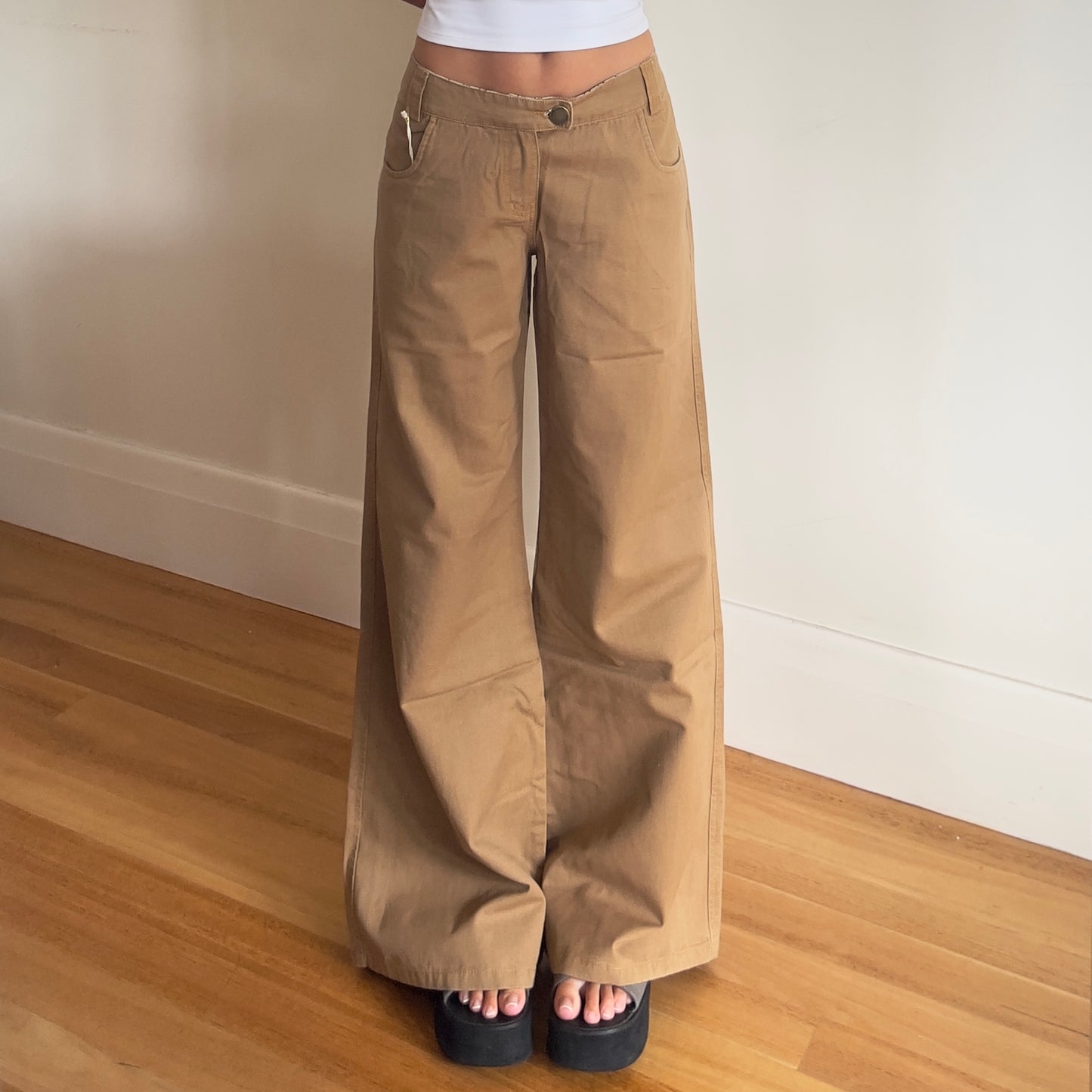 deadstock tan wide leg jeans