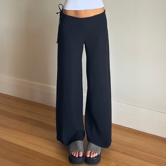 black wide leg tie-up pants