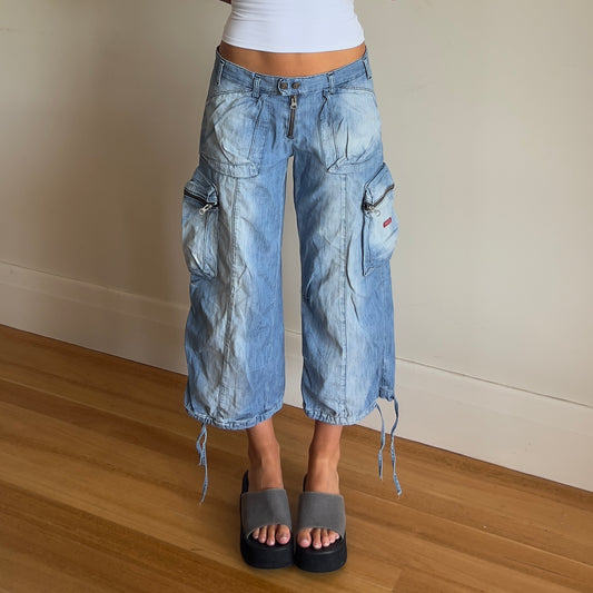 denim cargo capris