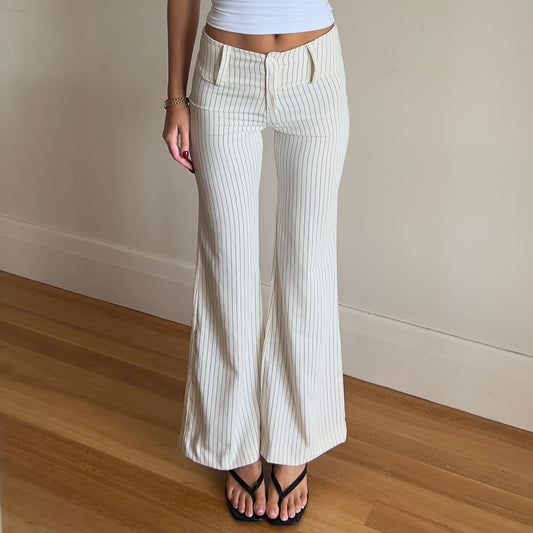 cream pinstripe trousers