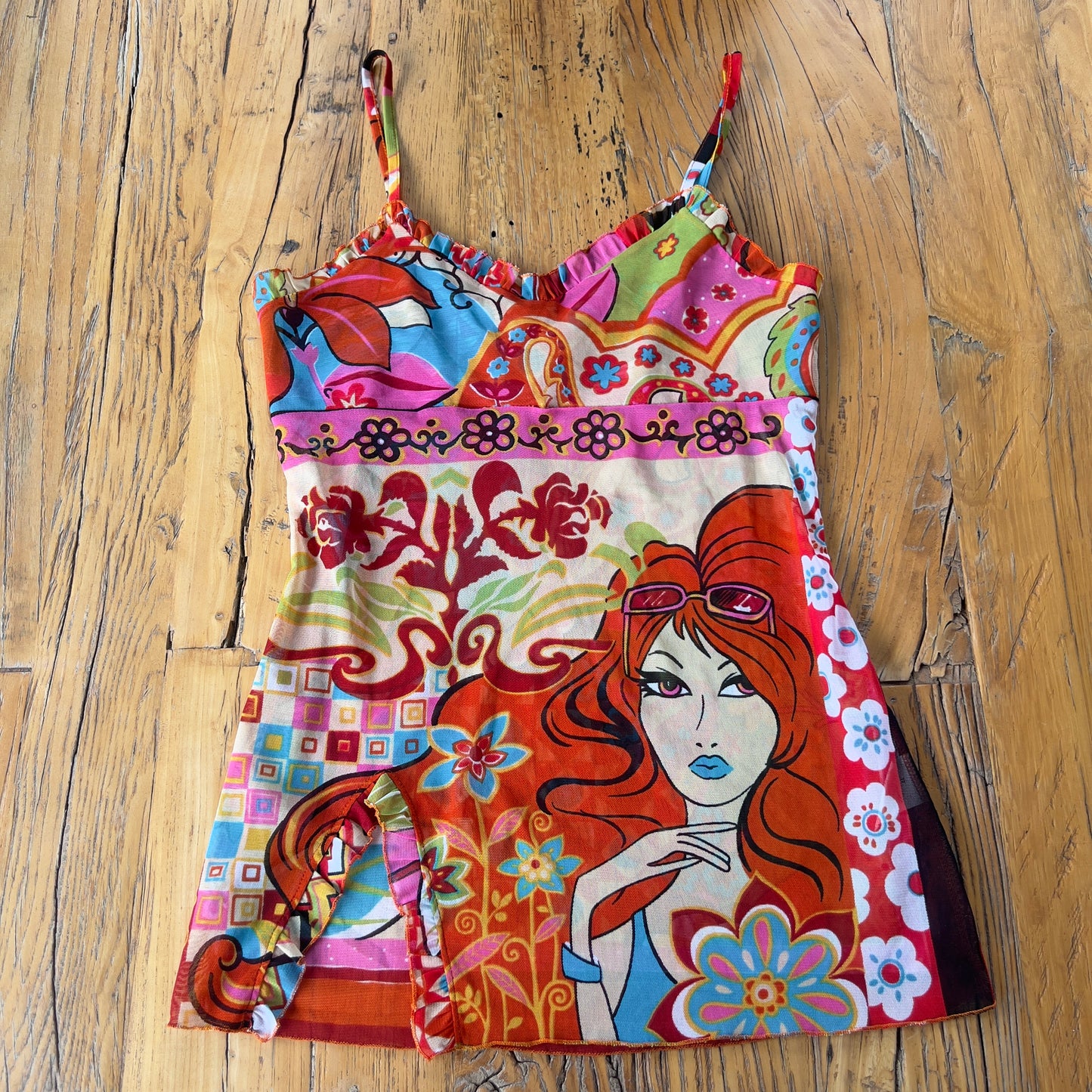 graphic mesh cami