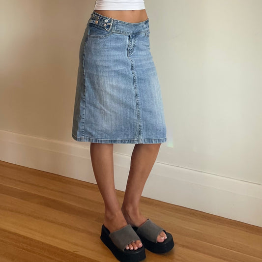 y2k denim midi skirt