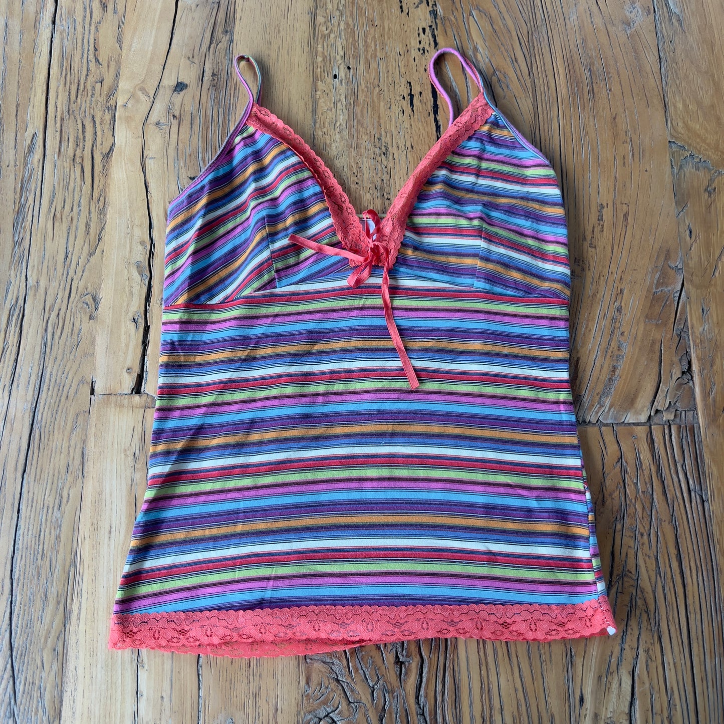 stripe lace cami