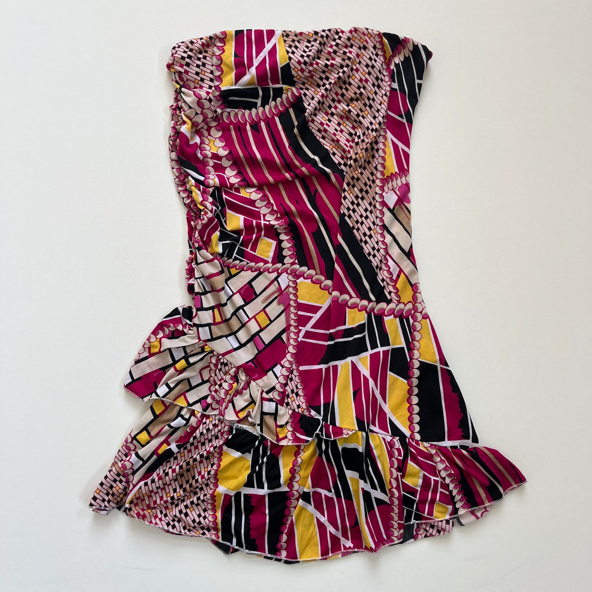 graphic strapless mini dress