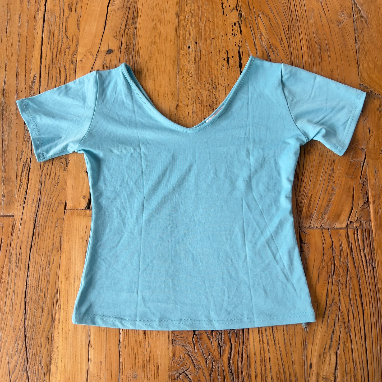 blue wide neck tee