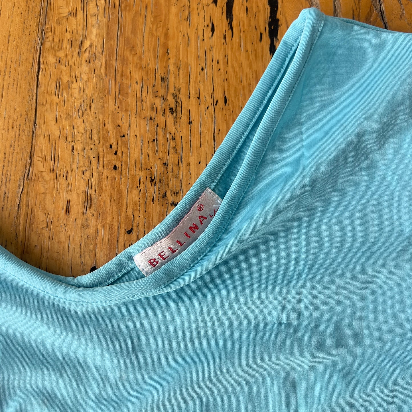 blue wide neck tee