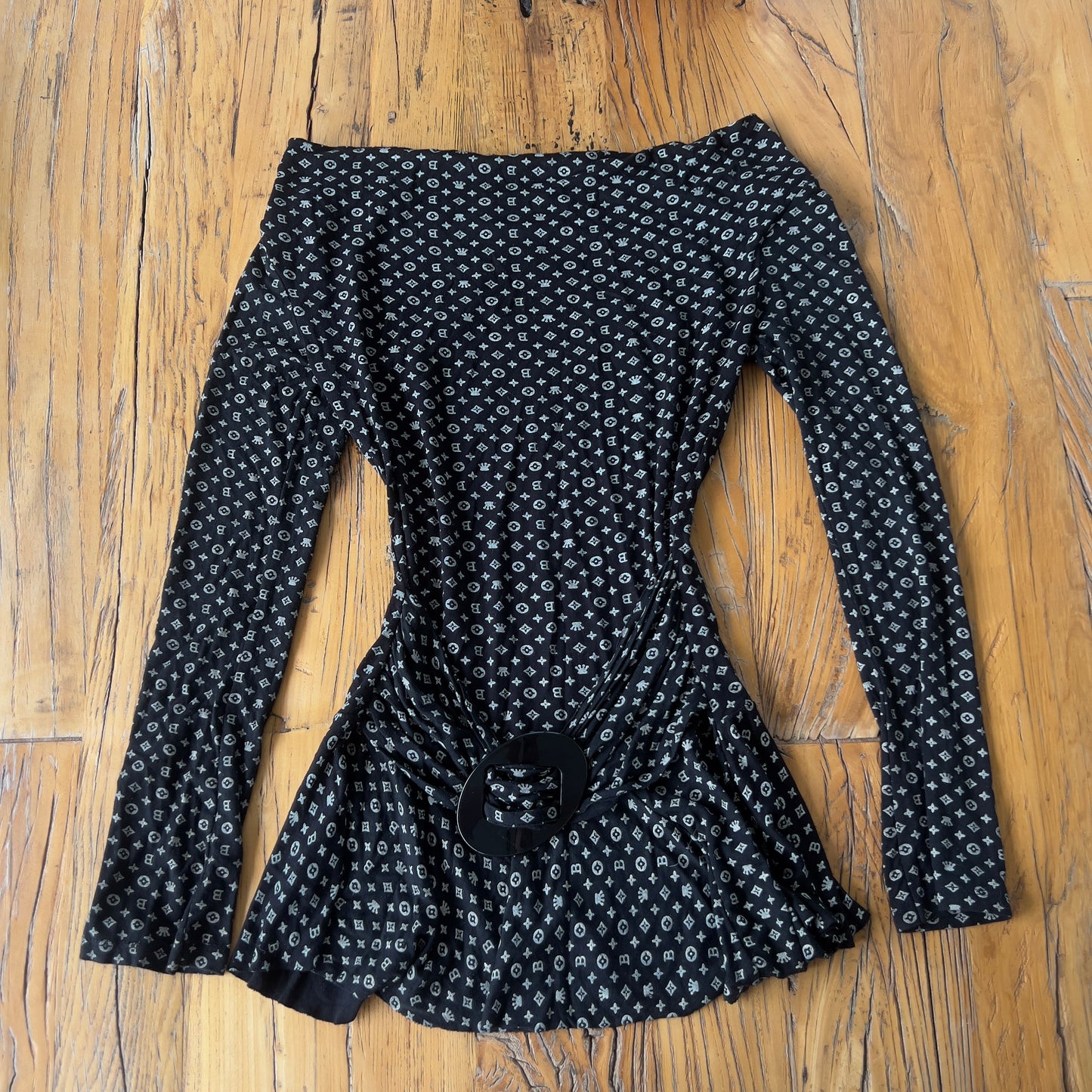 off shoulder long sleeve midi dress