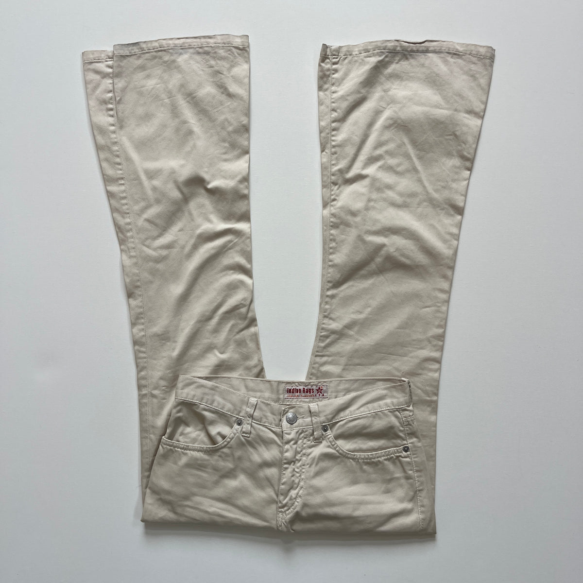 beige flared pants