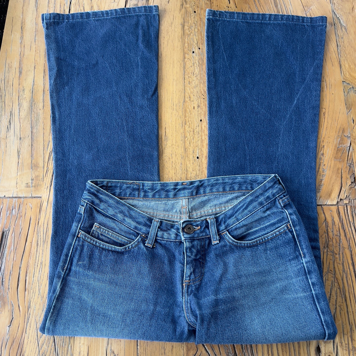 low rise flared jeans