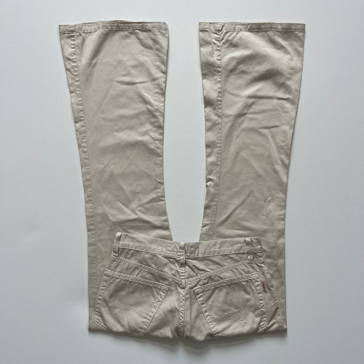 beige flared pants