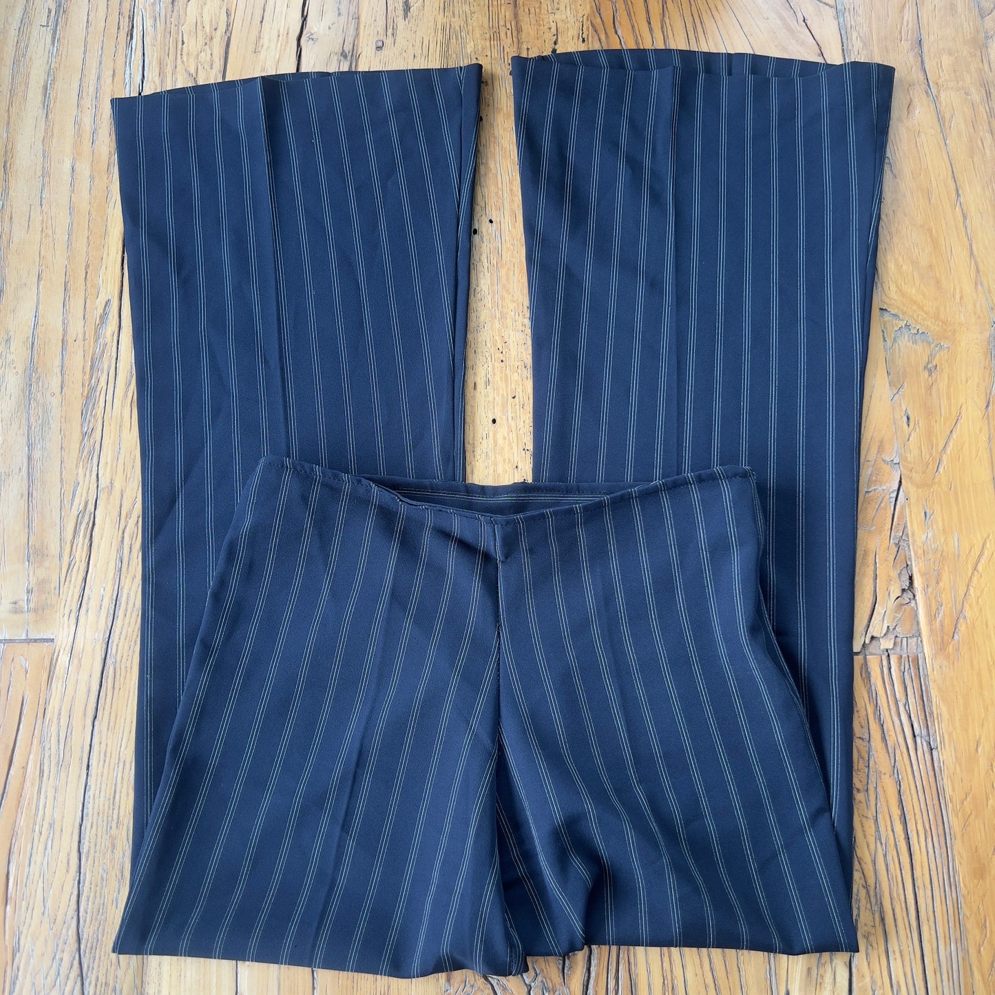 flared pinstripe trousers
