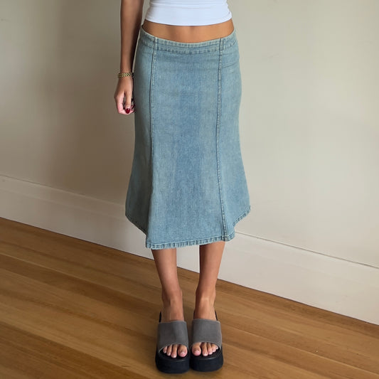 denim midi skirt
