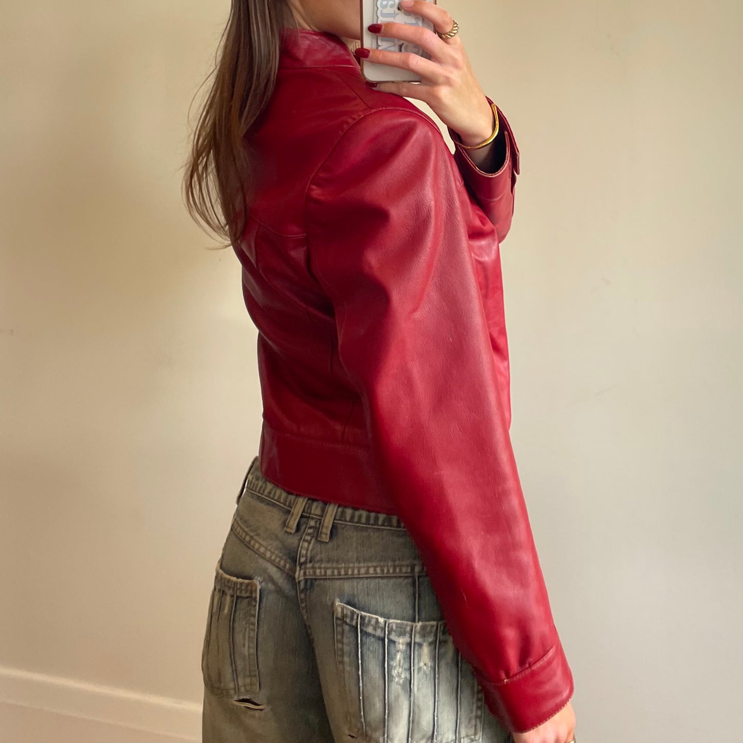 vintage red leather jacket