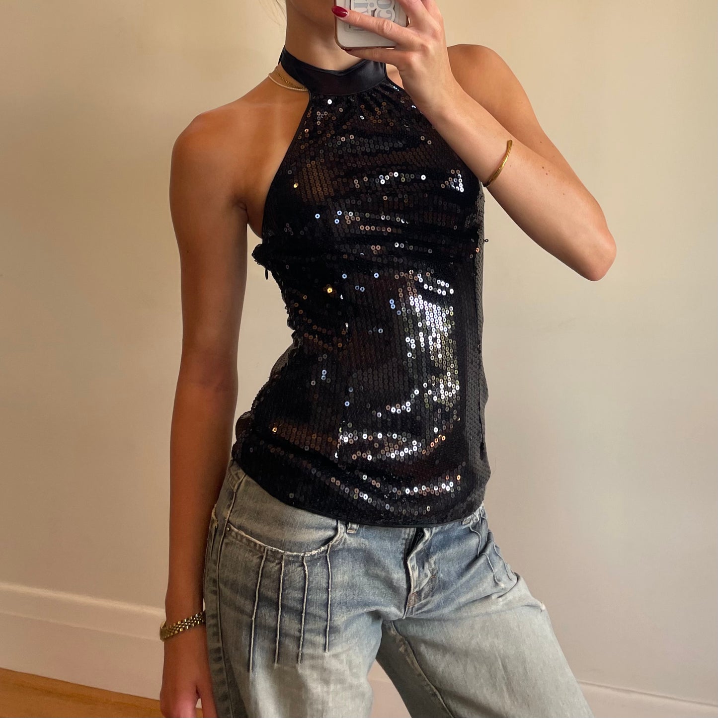 90s sequin halter top