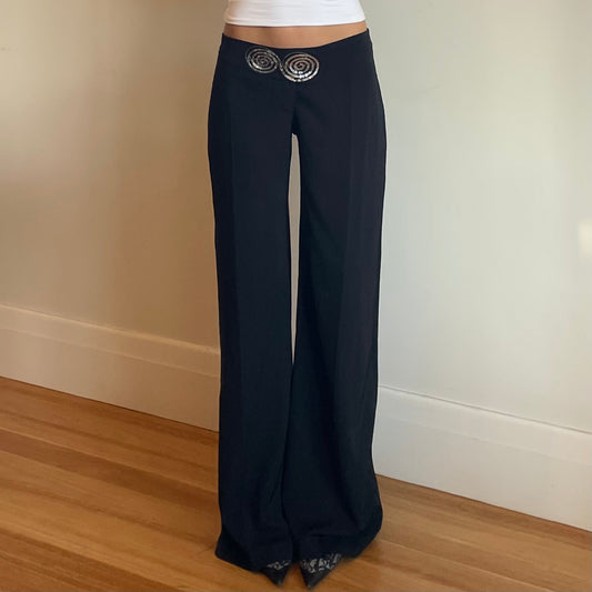 black 90s wide leg trousers