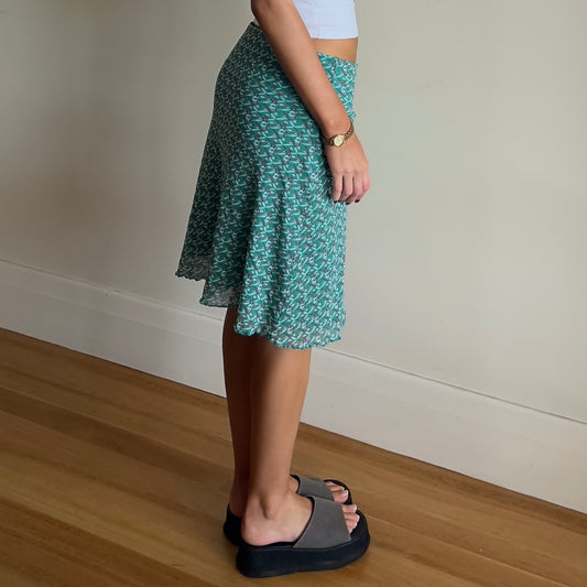 graphic print midi skirt