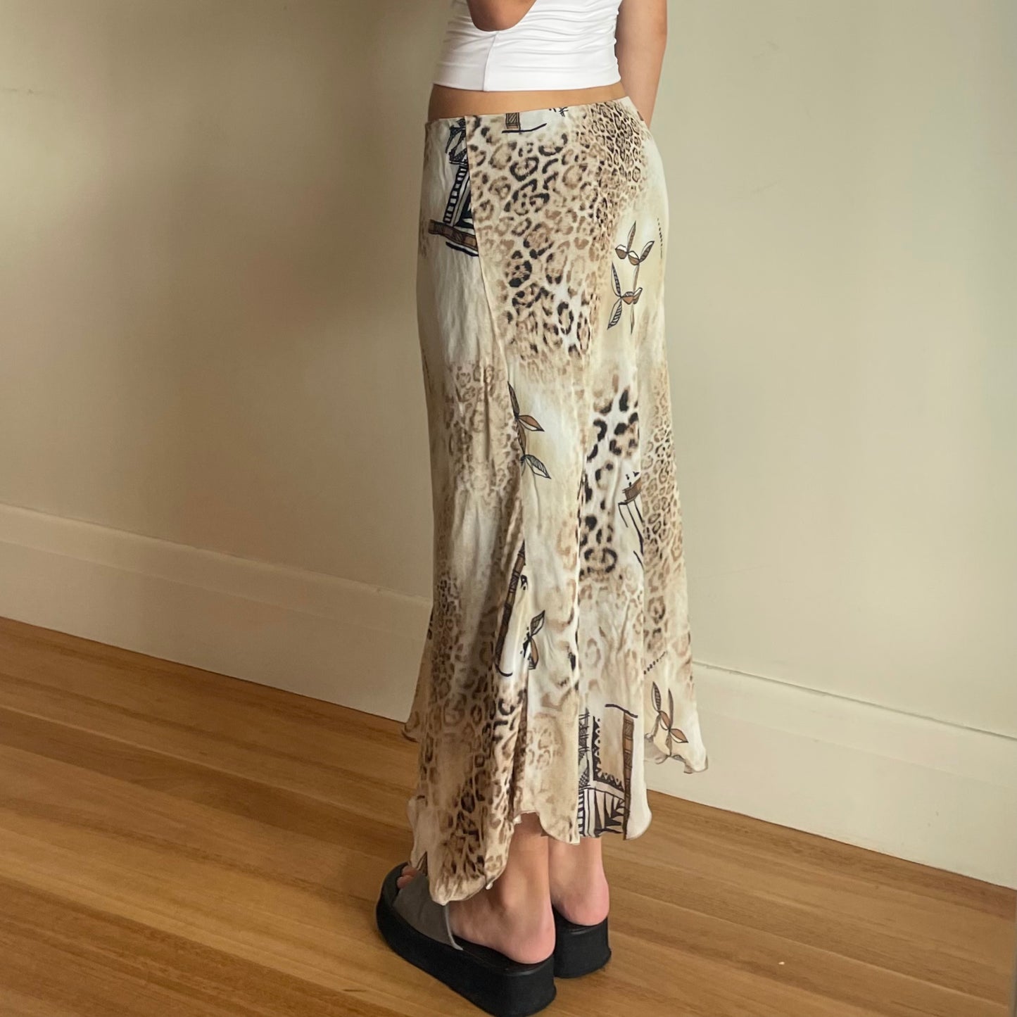 90s animal print maxi skirt