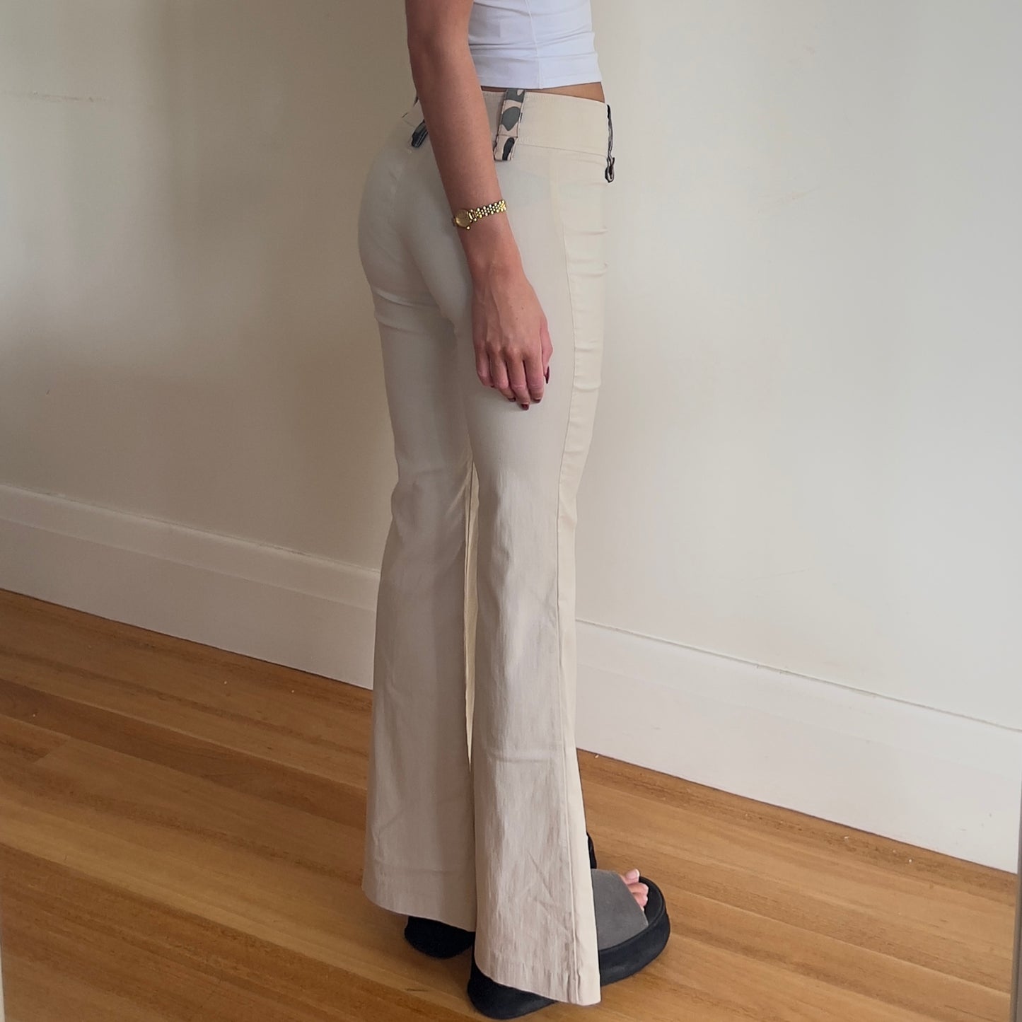 cream flared pants