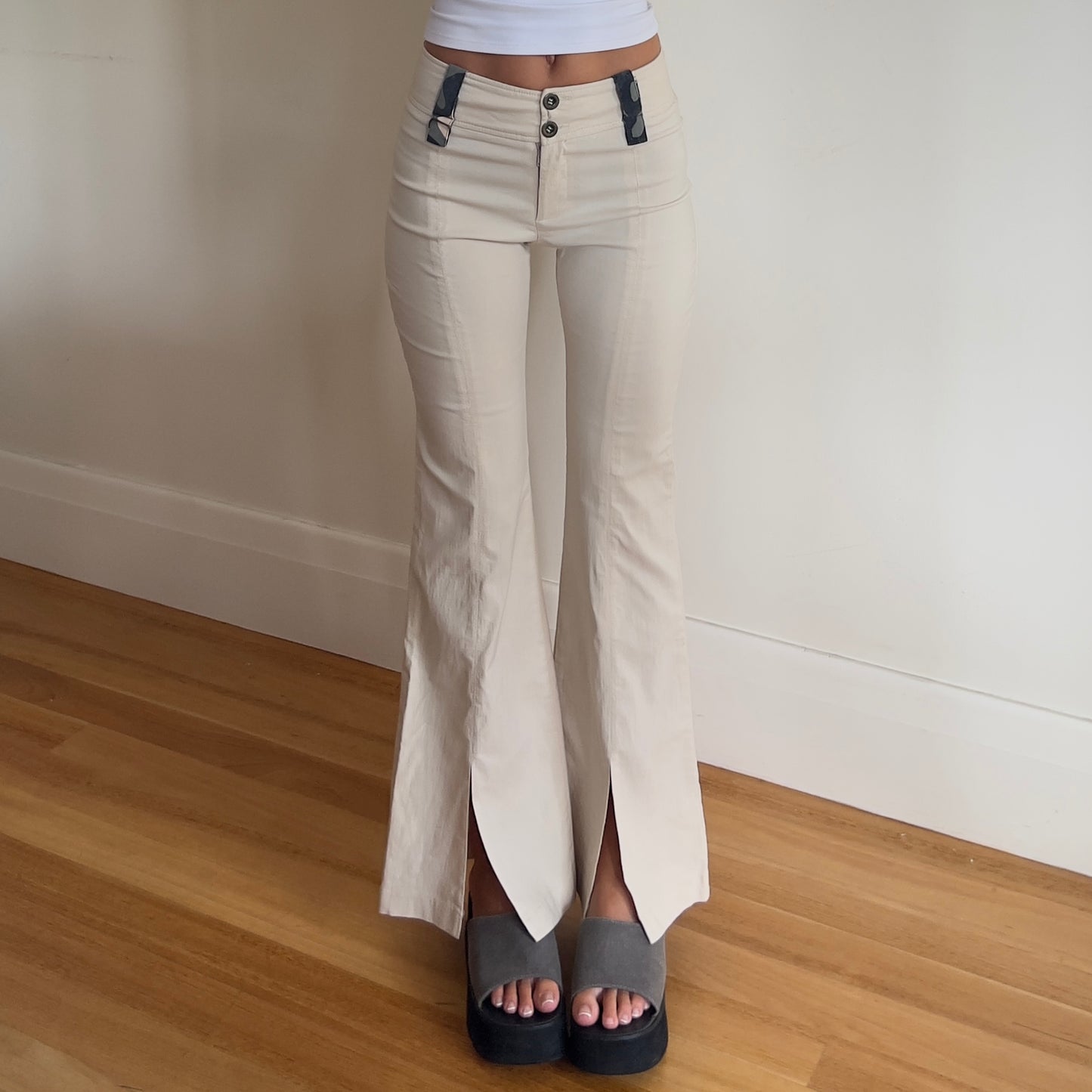 cream flared pants