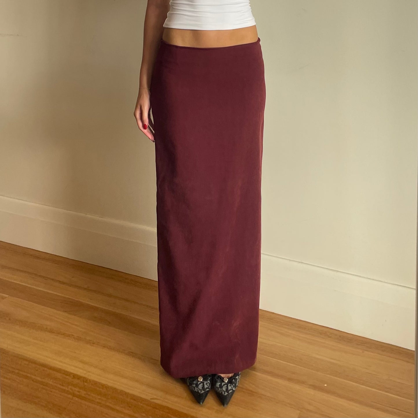 90s burgundy maxi skirt