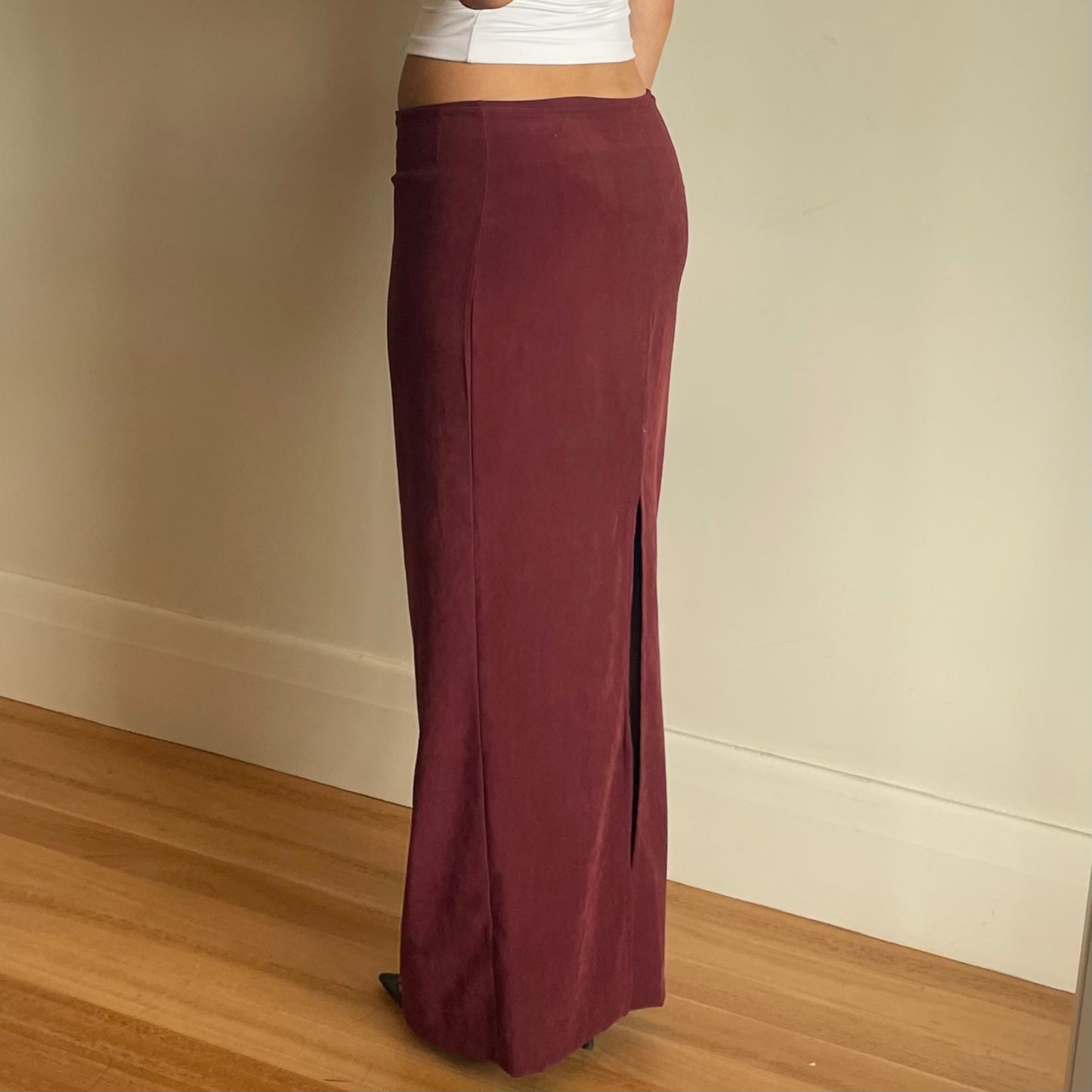 90s burgundy maxi skirt