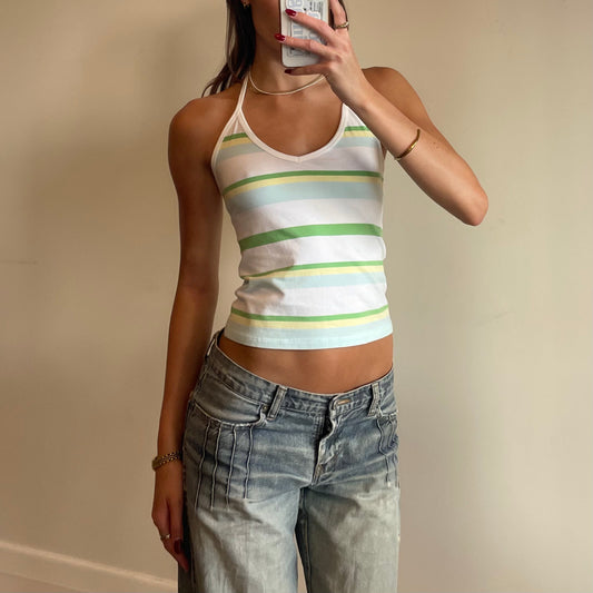 2000s stripey halter top