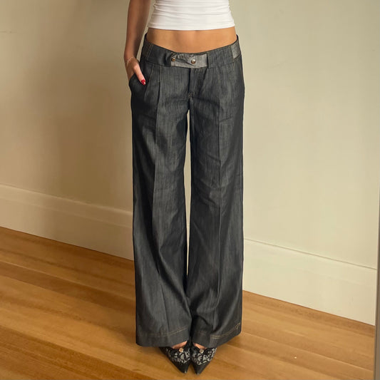 low rise wide leg trousers