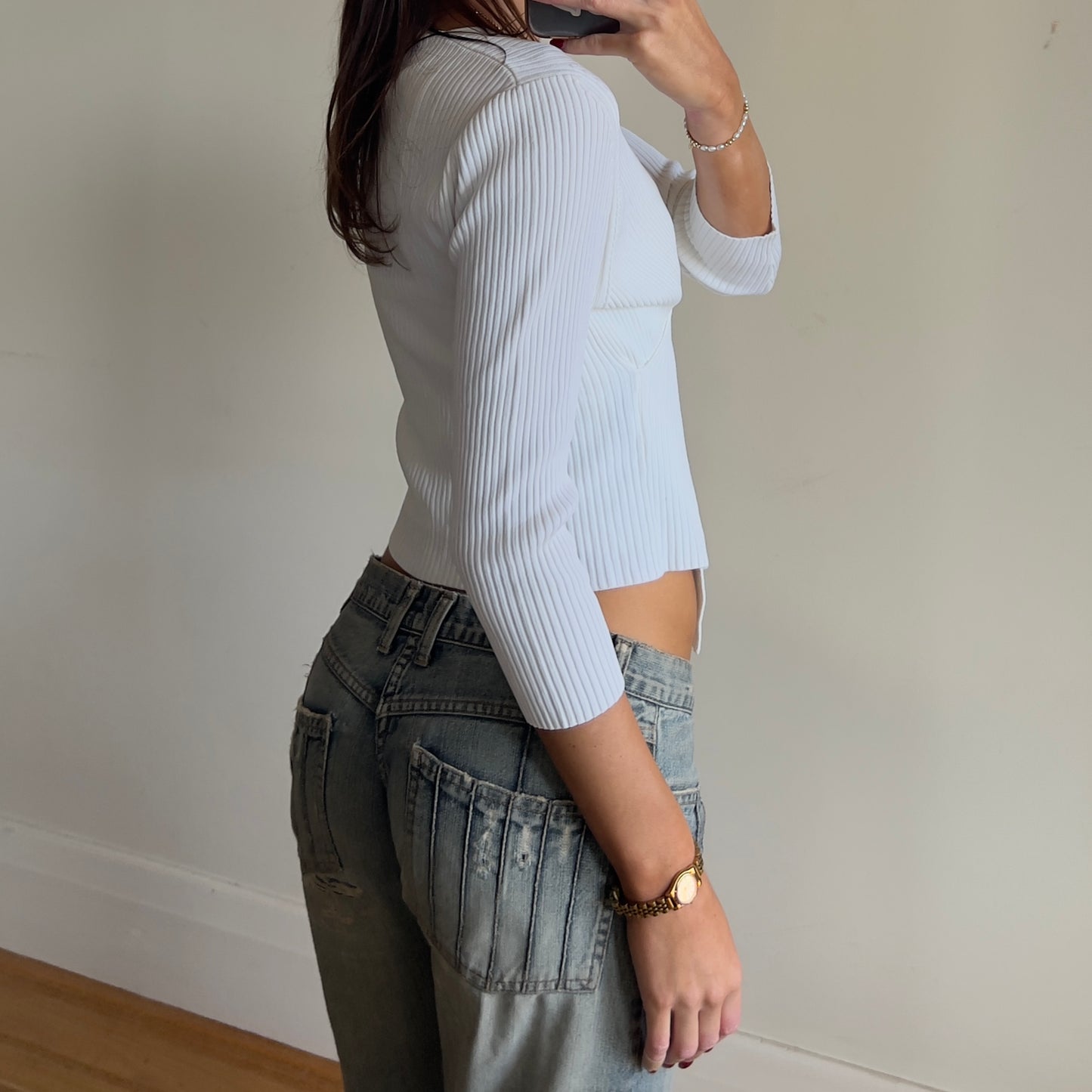 white ribbed knit
