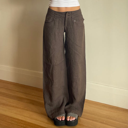 brown linen pants