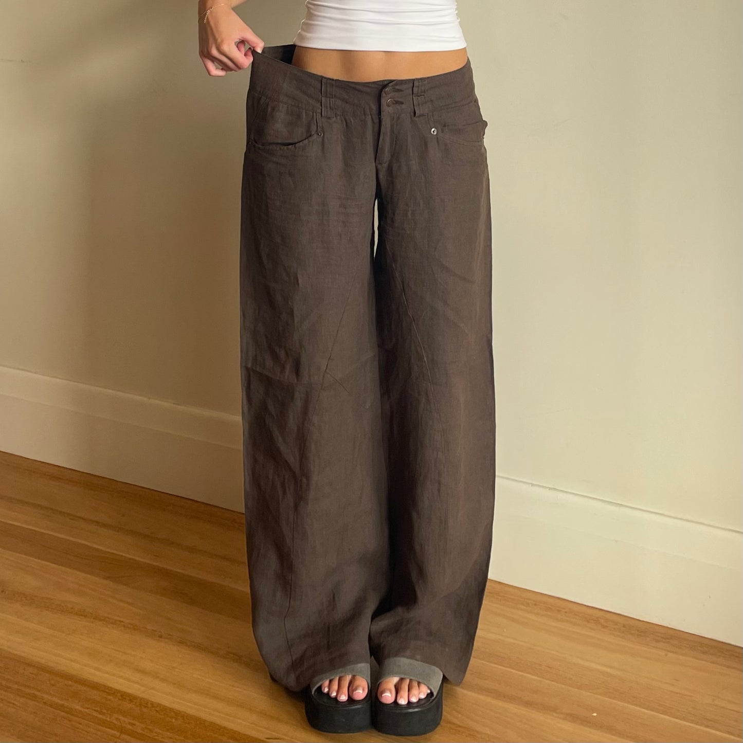 brown linen pants