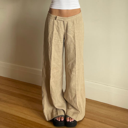 90s beige linen trousers