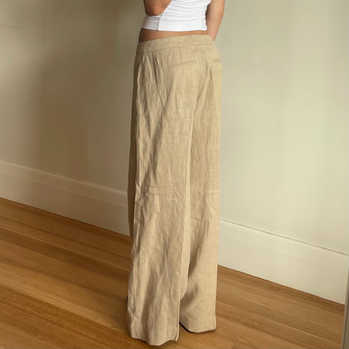 90s beige linen trousers