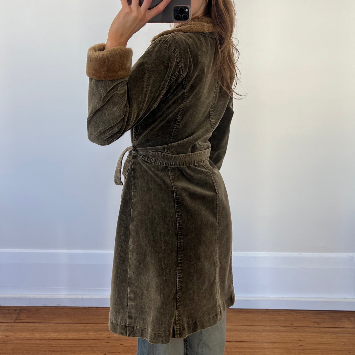 olive corduroy trench coat
