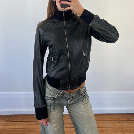 black leather jacket