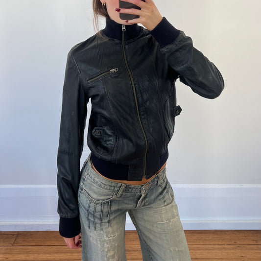black leather jacket