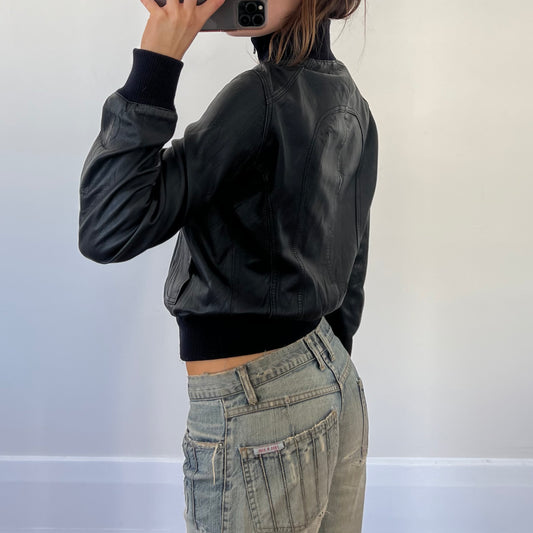 black leather jacket