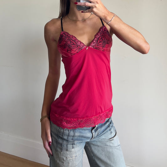 red mesh lace cami
