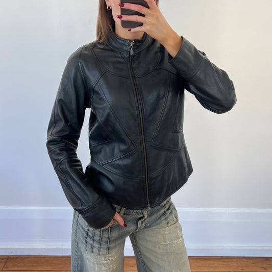 black leather jacket