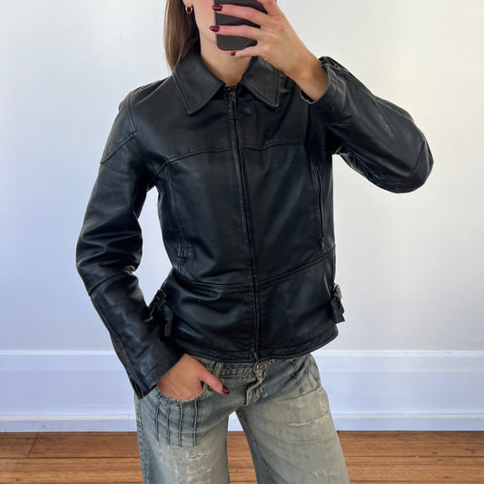 black leather jacket