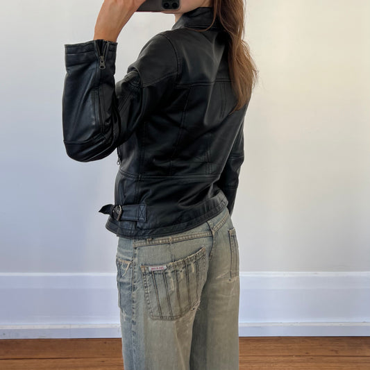 black leather jacket