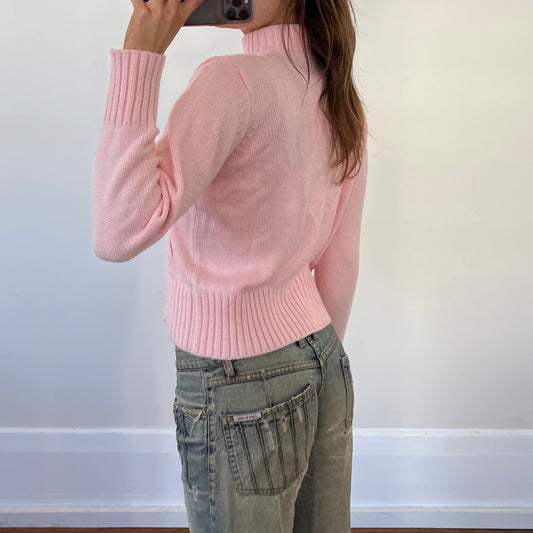 pink zip up wool knit