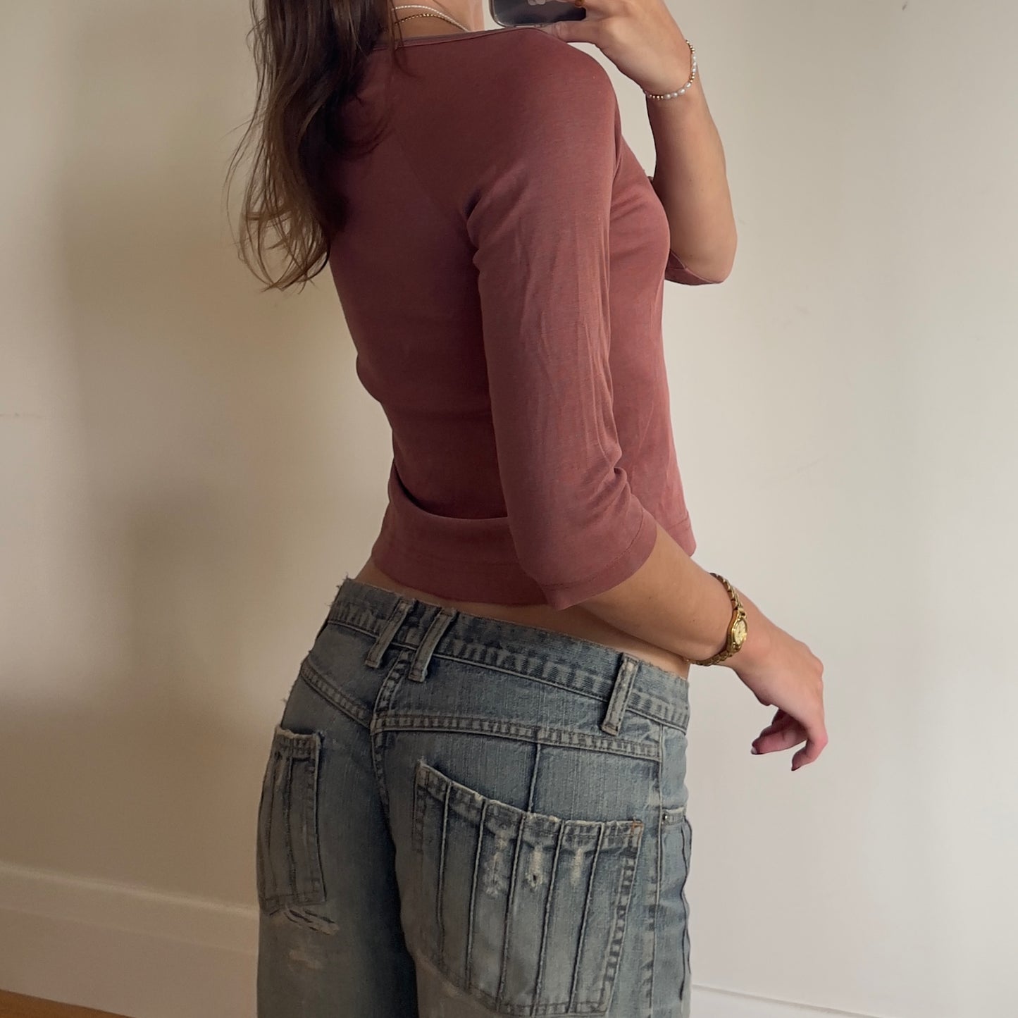 3/4 sleeve Scanlan & Theodore top
