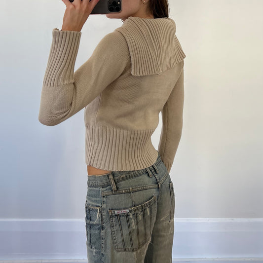 beige zip up knit
