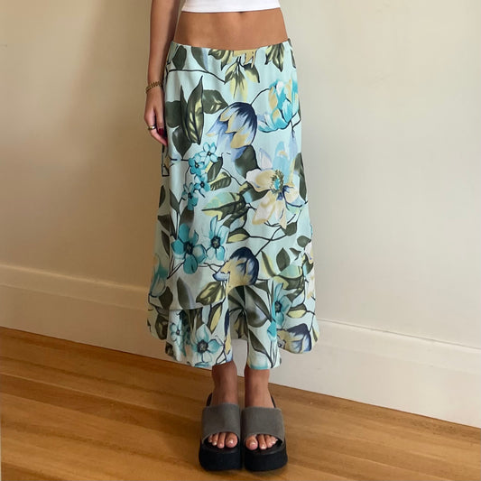 90s floral midi skirt