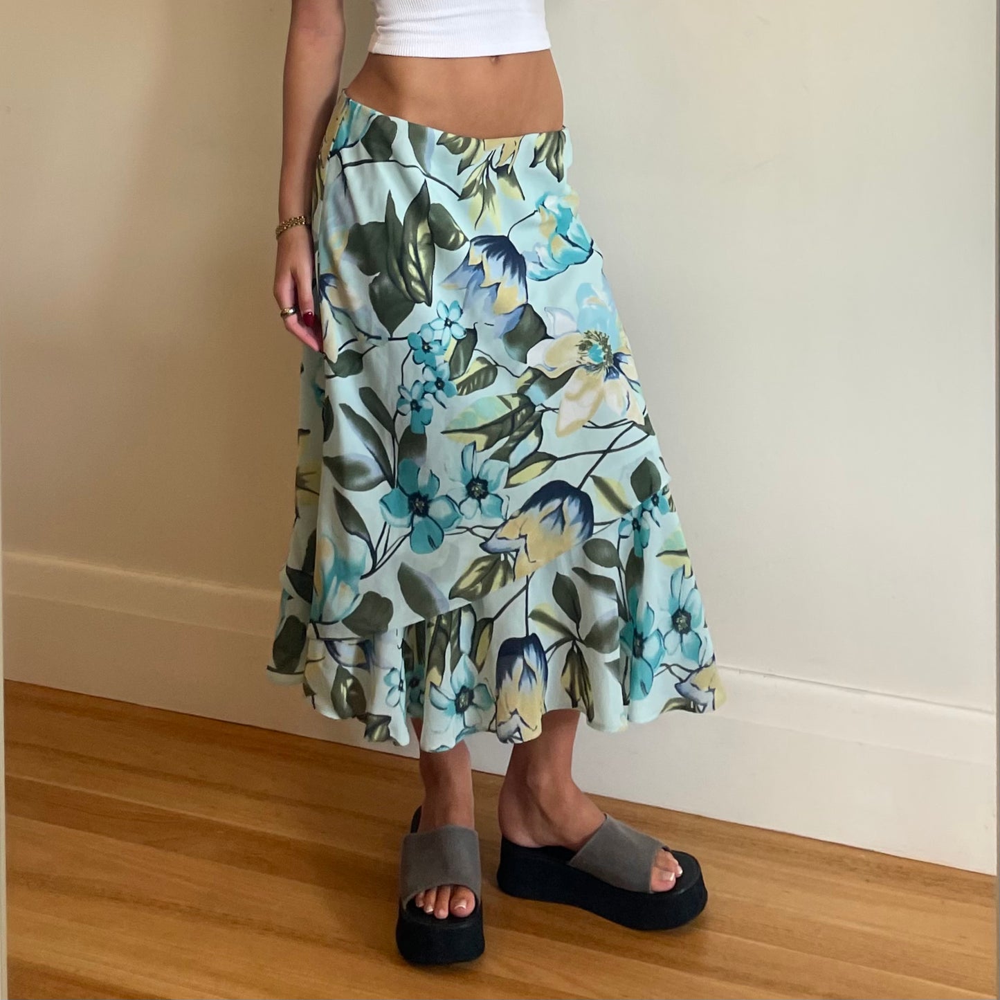 90s floral midi skirt