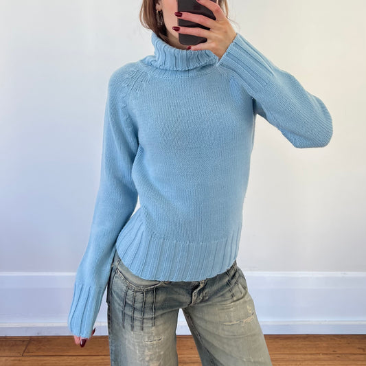 blue knit sweater